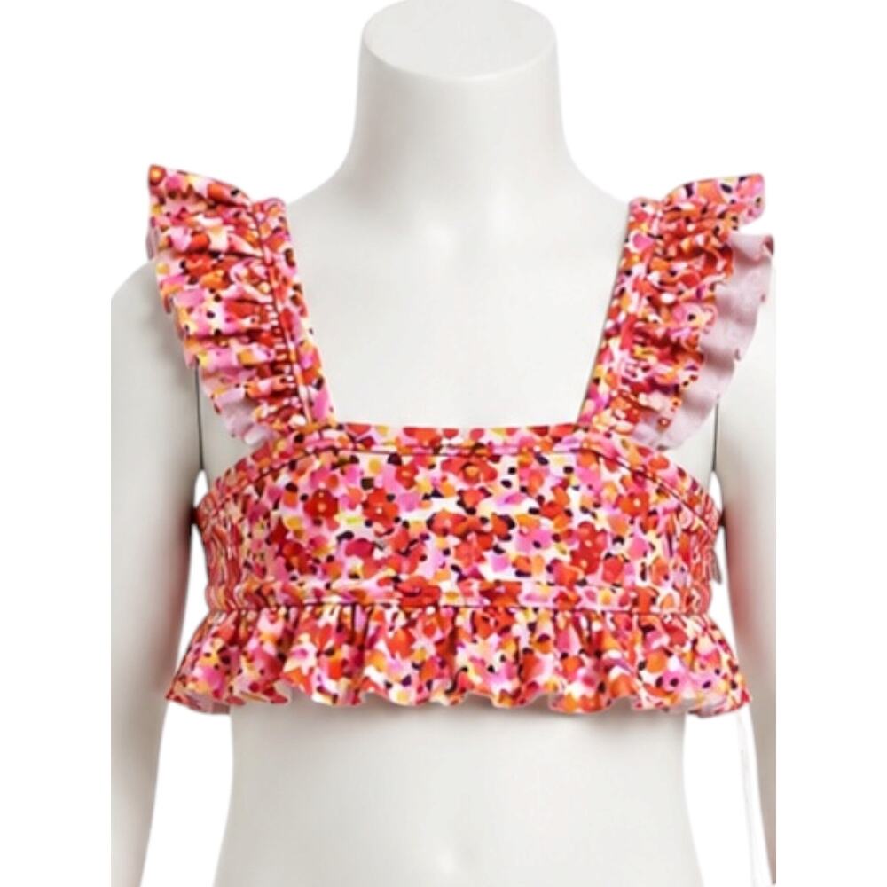 Tea Collection Girls Floral‎ Ruffle Swim Top Size 4 New Summer Beach Vacation